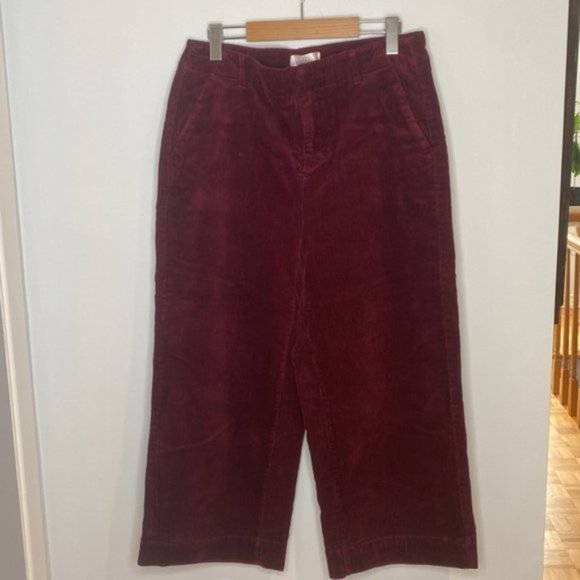 Addition Elle Women Red Wine Corduroy Wide Crop Leg Pant Size 10 - Picture 4 of 16